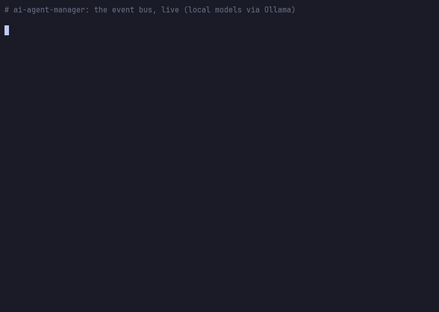 ai-agent-manager demo: events published live during training, the pipeline steps, the model calls, a tool call and a model swap mid-conversation